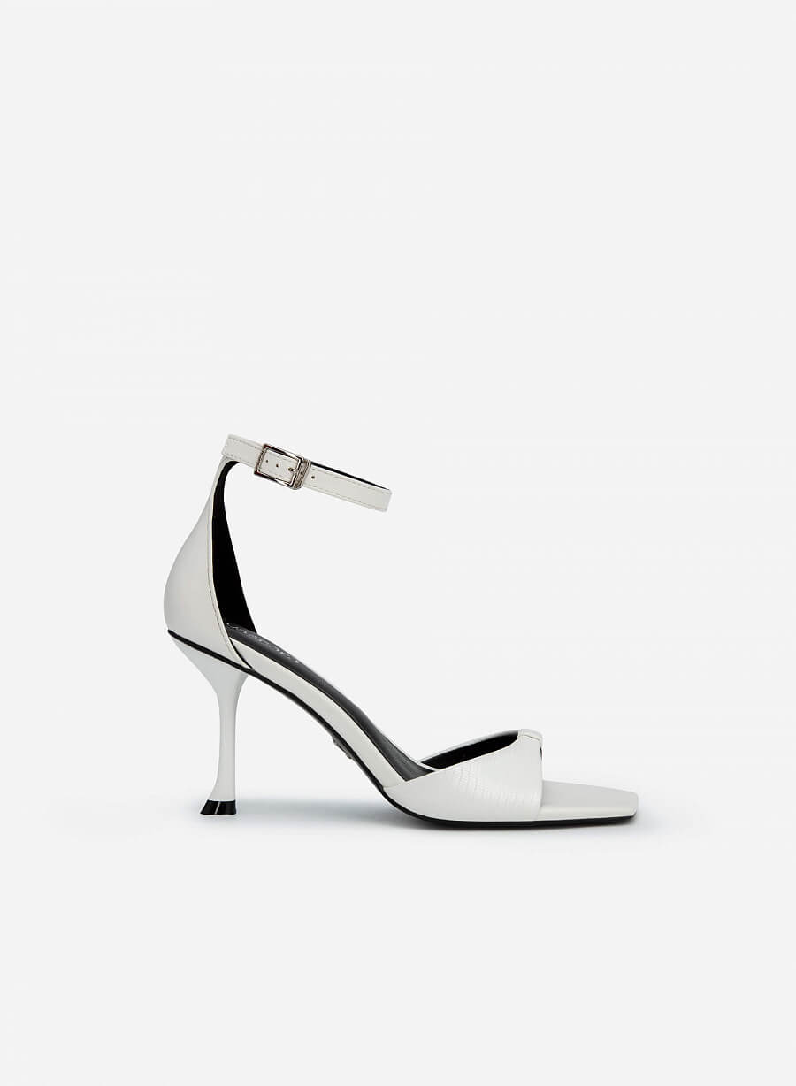 Giày Ankle Strap Quai Nơ Spool Heels - SDN 0699 - Màu Trắng - vascara.com