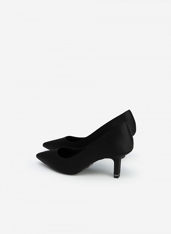 Giày cao gót satin thanh lịch - BMN 0505 - Màu đen - VASCARA