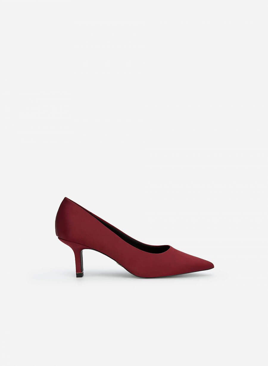 Giày cao gót satin thanh lịch - BMN 0505 - Màu đỏ đậm - VASCARA