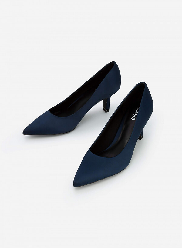 Giày cao gót satin thanh lịch - BMN 0505 - Màu xanh navy - VASCARA