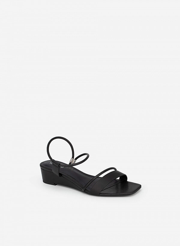 Giày sandal đế xuồng quai ngang - SDX 0426 - Màu đen