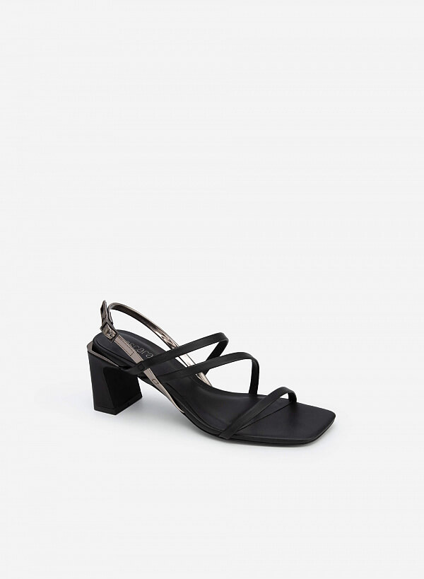 Giày Sandal Quai Phối Metallic - SDN 0703 - Màu Đen - VASCARA