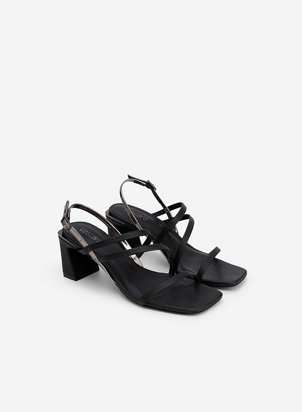 Giày Sandal Quai Phối Metallic - SDN 0703 - Màu Đen - VASCARA