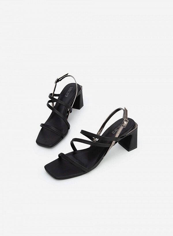 Giày Sandal Quai Phối Metallic - SDN 0703 - Màu Đen - VASCARA