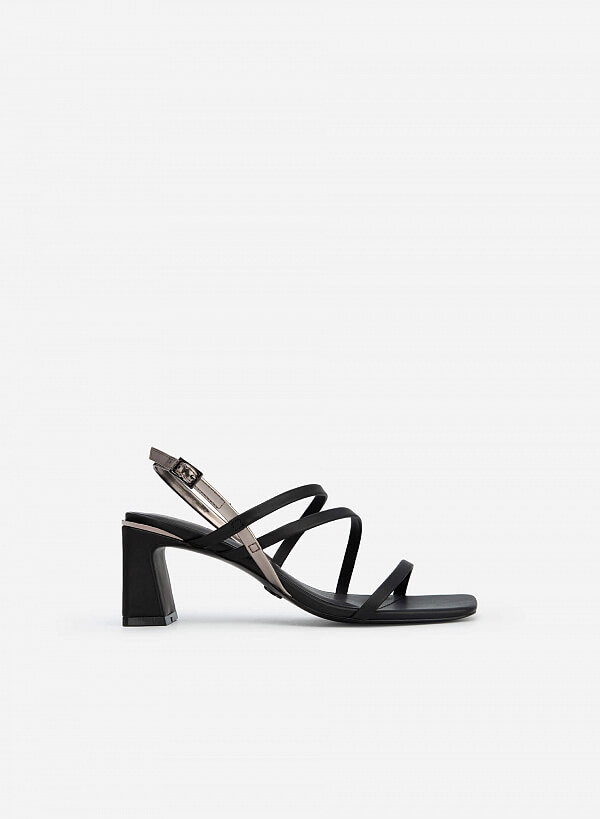 Giày Sandal Quai Phối Metallic - SDN 0703 - Màu Đen
