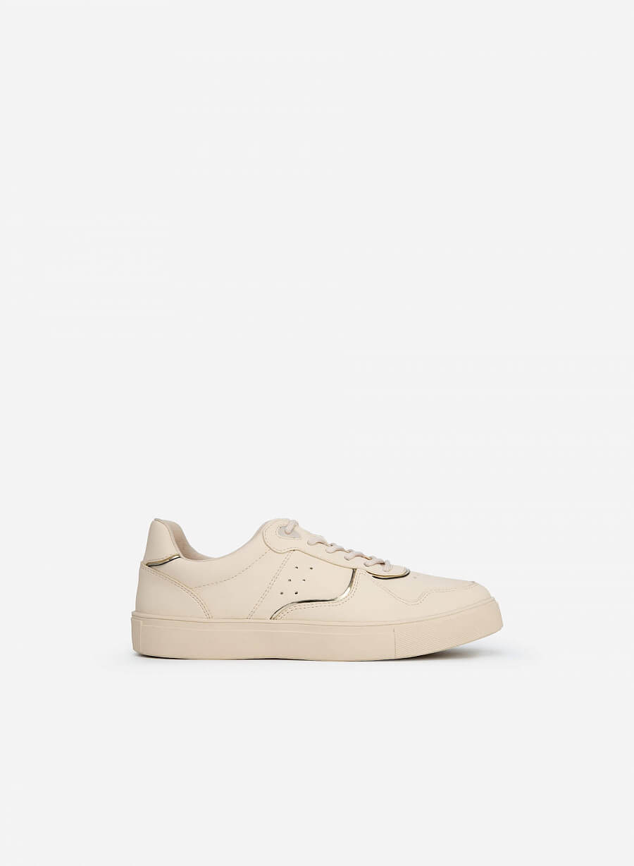 Giày sneaker viền chỉ nổi phối metallic - SNK 0044 - Màu be - vascara.com