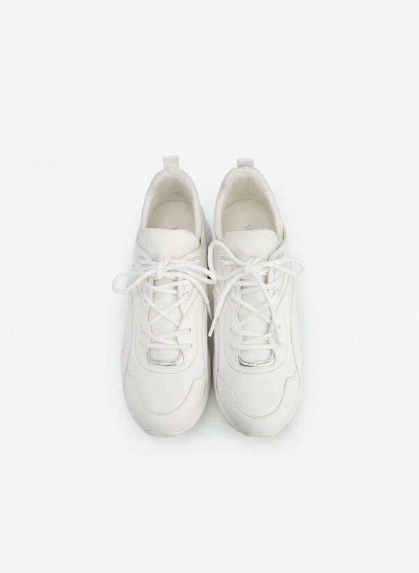 Giày Sneaker Viền Chỉ Nổi Phối Metallic - SNK 0045 - Màu Trắng - VASCARA