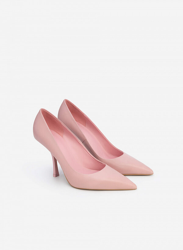 Giày cao gót leather mũi nhọn - BMN 0534 - Màu hồng - VASCARA