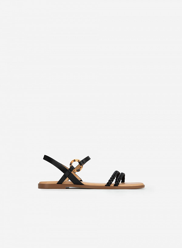 Giày Sandal Quai Đan Phối Marble Ring - SDK 0320 - Màu Đen - VASCARA