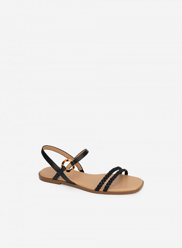 Giày Sandal Quai Đan Phối Marble Ring - SDK 0320 - Màu Đen