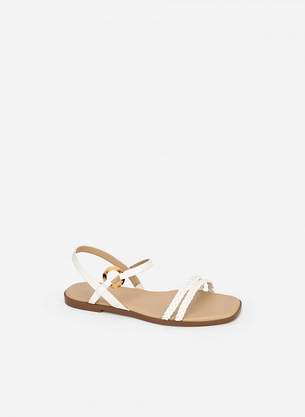 Giày Sandal Quai Đan Phối Marble Ring - SDK 0320 - Màu Trắng