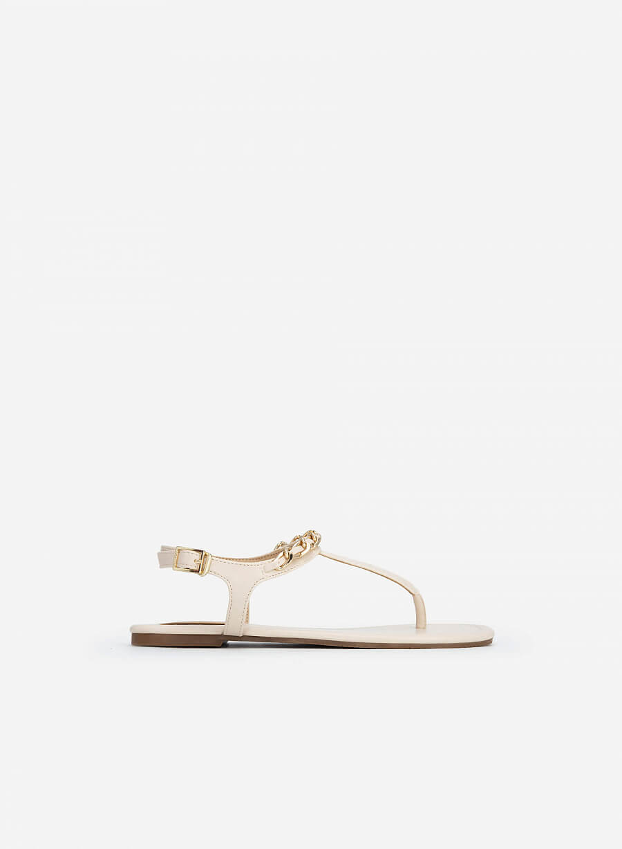Giày Sandal T-Strap Quai Phối Xích - SDK 0321 - Màu Be - vascara.com