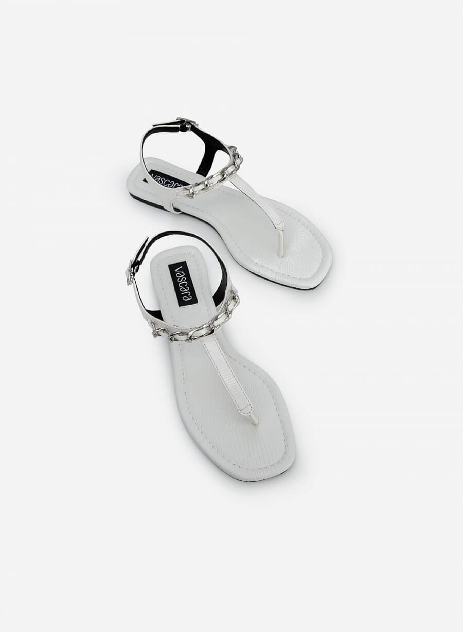 Giày sandal t-strap quai phối xích - SDK 0321 - Màu trắng - vascara.com