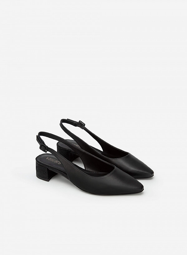 Giày Slingback Gót Vân Da Kỳ Đà - BMN 0516 - Màu Đen - VASCARA