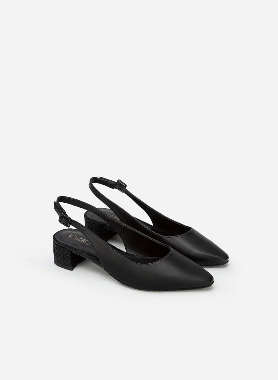 Giày slingback gót vân da kỳ đà - BMN 0516 - Màu đen - vascara.com