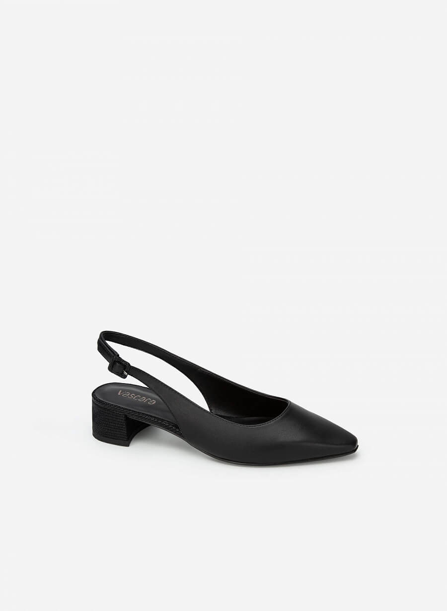 Giày Slingback Gót Vân Da Kỳ Đà - BMN 0516 - Màu Đen - VASCARA
