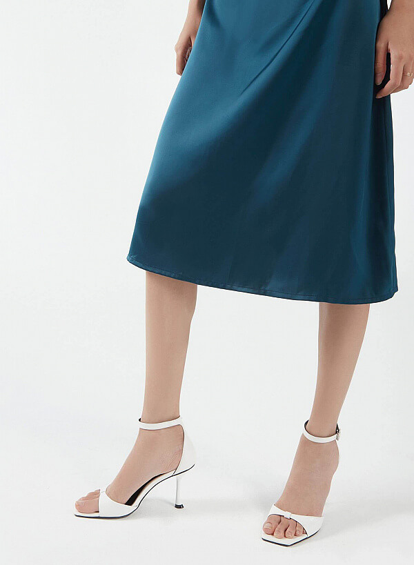 Giày Ankle Strap Quai Nơ Spool Heels - SDN 0699 - Màu Trắng