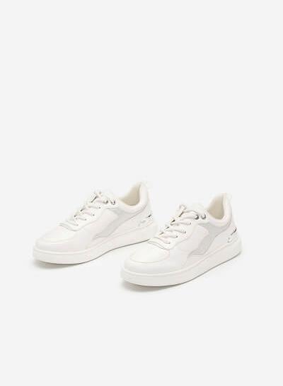 Giày sneaker gót đính metallic phối da hologram - SNK 0038 - Màu trắng - VASCARA