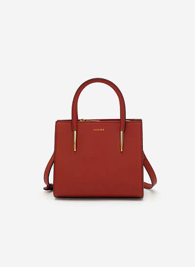 Túi Xách Công Sở Quai Đính Metallic - SAT 0278 - Màu Đỏ Đậm