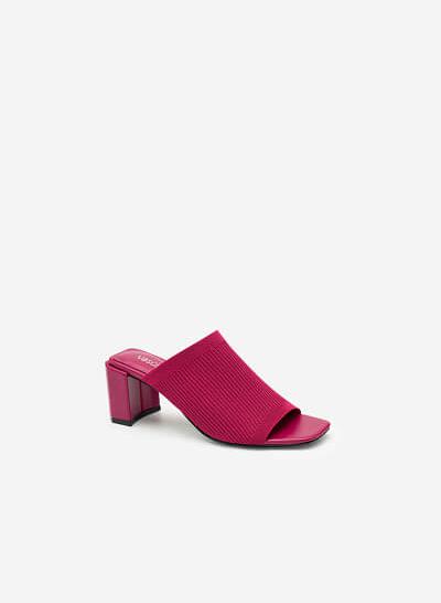 Guốc Mule Vải Knit Wide-Strap - GNN 0155 - Màu Hồng Đậm - VASCARA