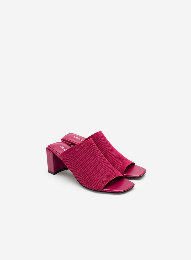 Guốc mule vải knit wide-strap - GNN 0155 - Màu hồng đậm - vascara.com