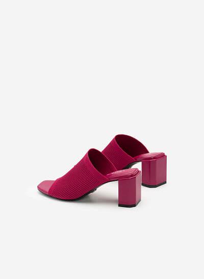 Guốc Mule Vải Knit Wide-Strap - GNN 0155 - Màu Hồng Đậm - VASCARA