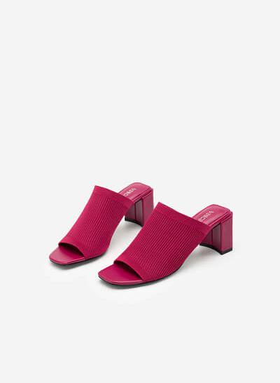 Guốc Mule Vải Knit Wide-Strap - GNN 0155 - Màu Hồng Đậm - VASCARA