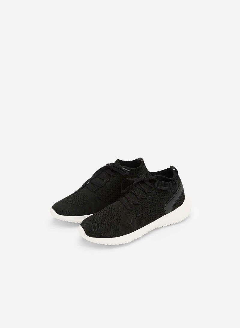 Giày Sneaker Vải Knit Cổ Co Giãn - SNK 0022 - Màu Đen - vascara.com