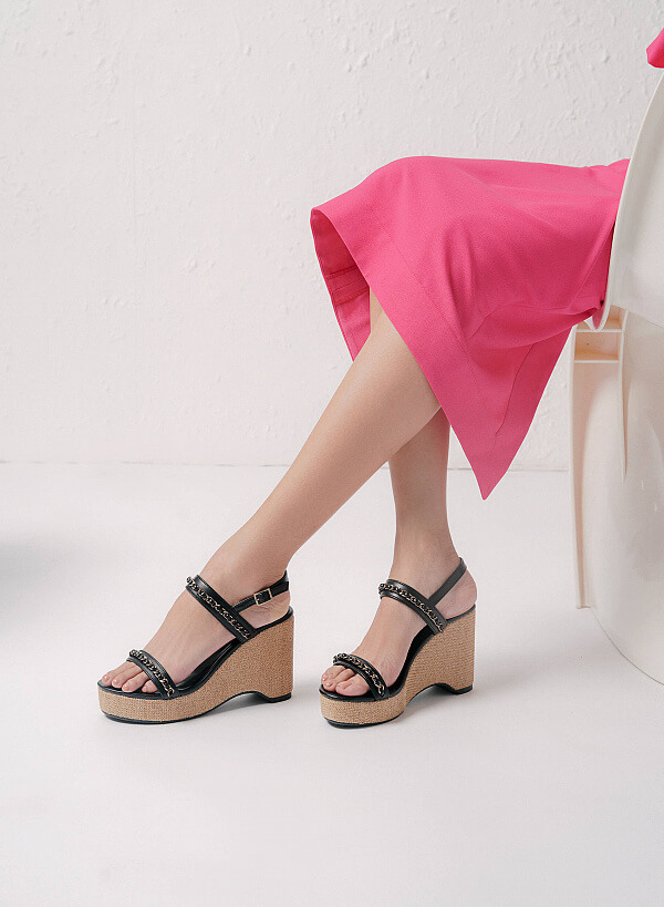 Giày Đế Xuồng Quai Ngang Phối Mắt Xích - SDX 0425 - Màu Đen