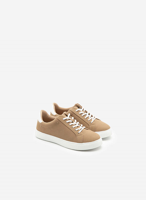 [Ưu Đãi Đặc Biệt 50%] Giày sneaker da nubuck - SNK 0039 - Màu be đậm - VASCARA