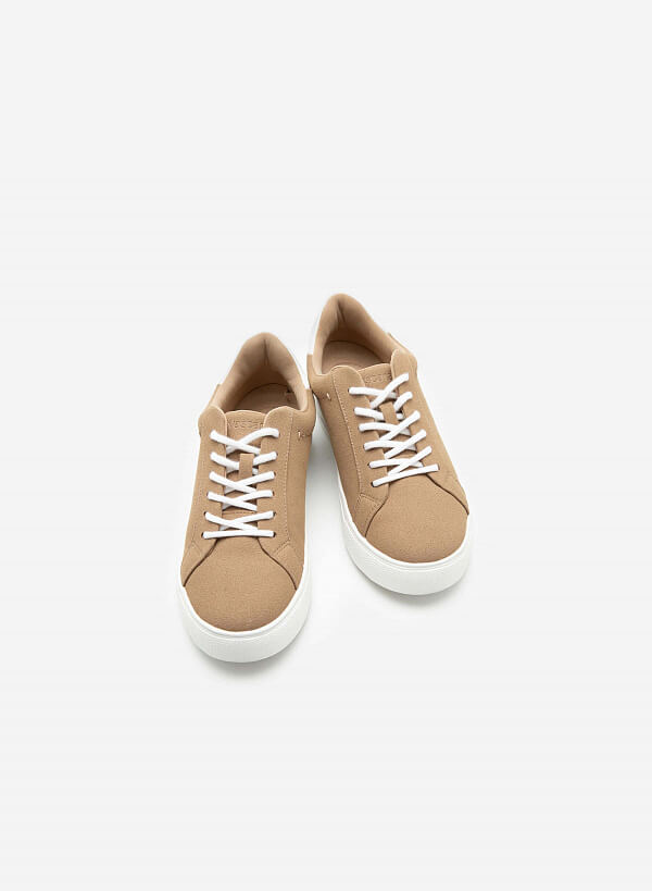 [Ưu Đãi Đặc Biệt 50%] Giày sneaker da nubuck - SNK 0039 - Màu be đậm - VASCARA