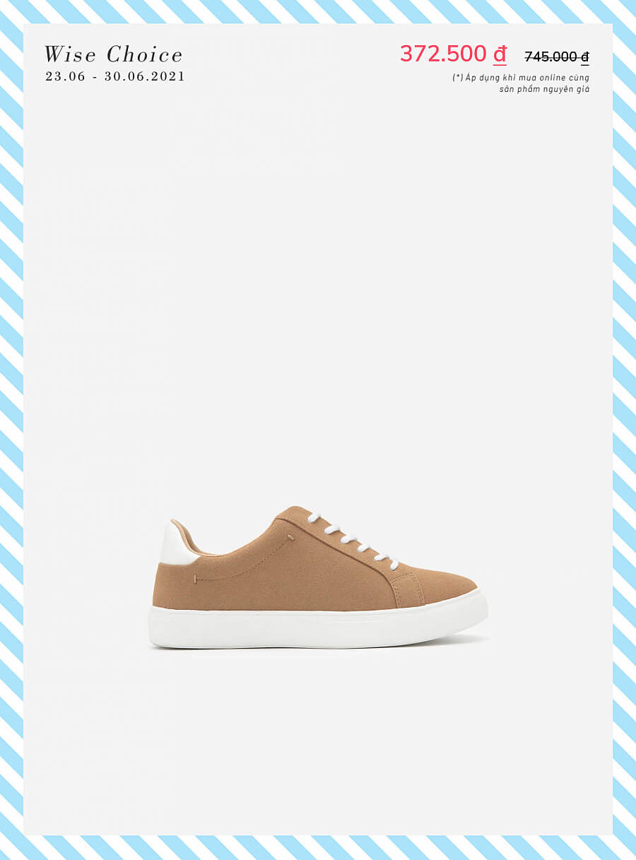 Giày Sneaker Da Nubuck - SNK 0039 - Màu Be Đậm