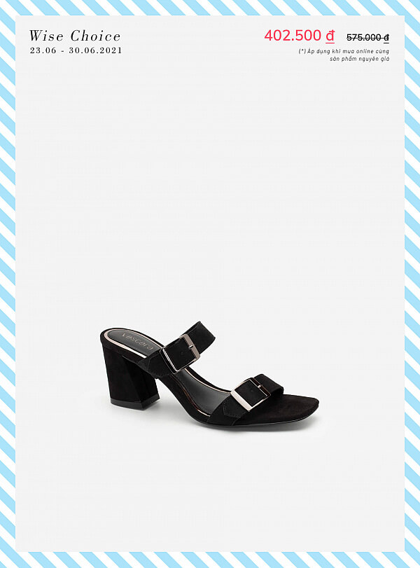 [Ưu Đãi Đặc Biệt 30%] Guốc nubuck quai ngang phối belt - GNN 0138 - Màu đen