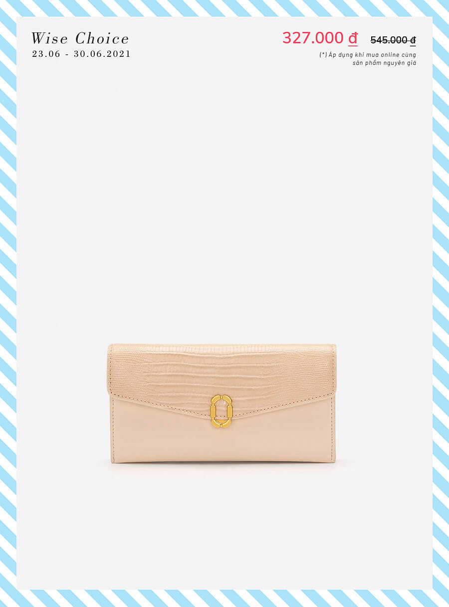 Ví Dự Tiệc Envelope Vân Cá Sấu Khóa Cài Metallic - WAL 0208 - Màu Kem