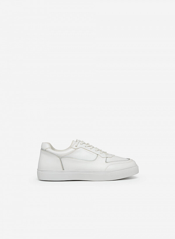 Giày sneaker viền chỉ nổi thời trang - SNK 0042 - Màu trắng