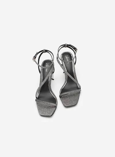 Giày Sandal Quai Mảnh Phối Kim Tuyến Metallic - SDN 0689 - Màu Bạc - VASCARA