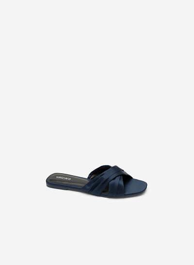 Dép Đế Bệt Quai Đan Chéo Xếp Ly - DXP 0162 - Màu Xanh Navy