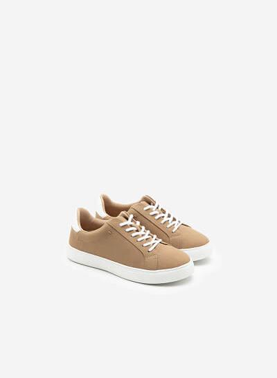 Giày sneaker da - SNK 0039 - Màu be đậm - VASCARA