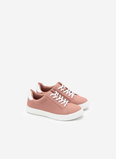 Giày sneaker da - SNK 0039 - Màu hồng đậm - VASCARA