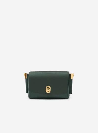 Túi Đeo Chéo Nắp Gập Nubuck Golden Pearl - SHO 0181 - Màu Xanh Rêu