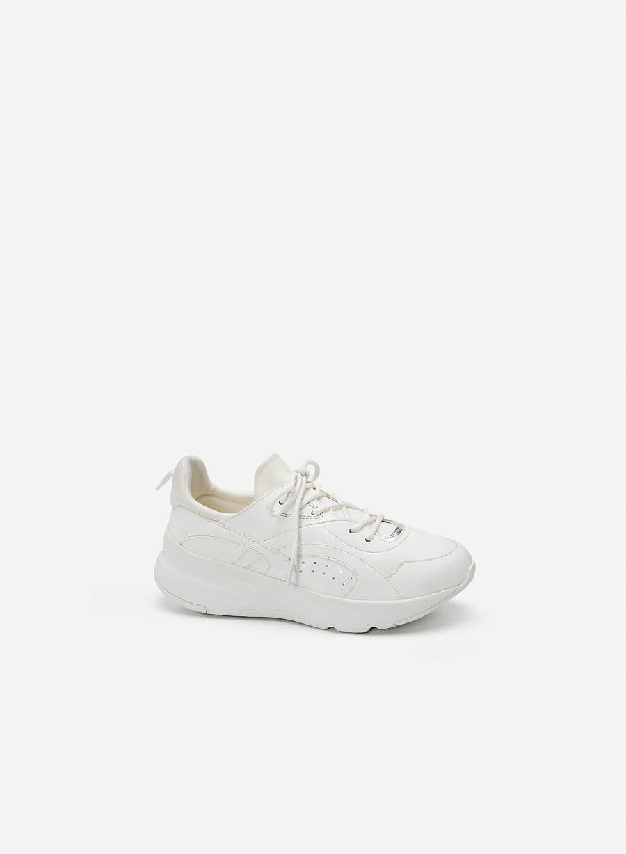 Giày Sneaker Viền Chỉ Nối Cổ Co Giãn - SNK 0036 - Màu Trắng