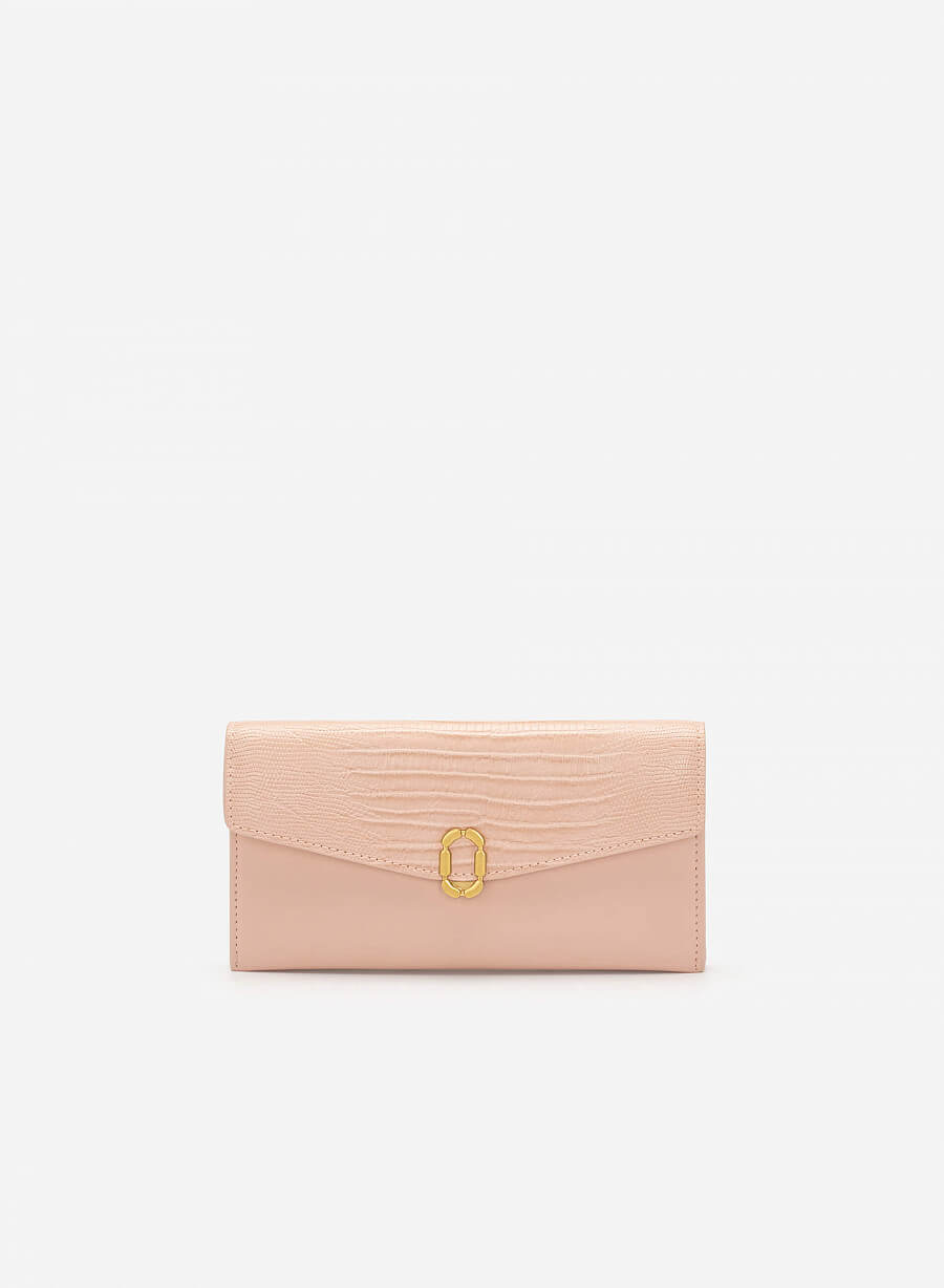 Ví Dự Tiệc Envelope Vân Cá Sấu Khóa Cài Metallic