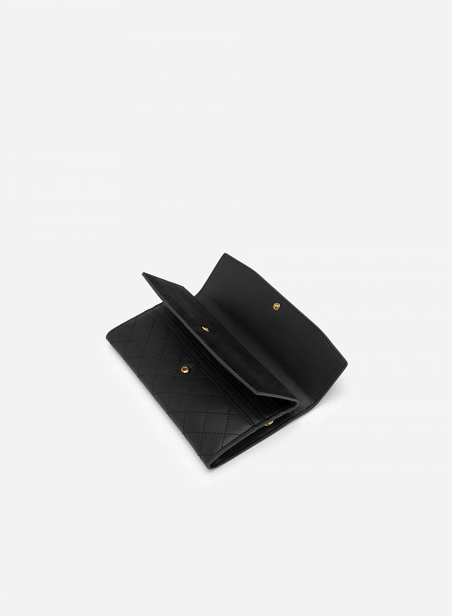 Ví Cầm Tay Leather Chỉ Nổi Layer Phối Nubuck - CLU 0084 - Màu Đen - vascara.com