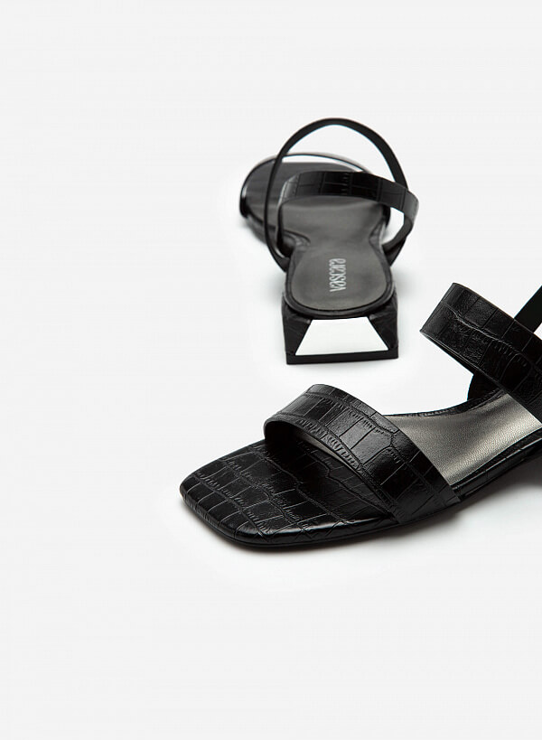 Giày Sandal Quai Ngang Vân Cá Sấu - SDK 0315 - Màu Đen - VASCARA