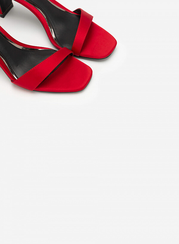 Giày Cao Gót Ankle Strap Satin Charming - SDN 0670 - Màu Đỏ - VASCARA