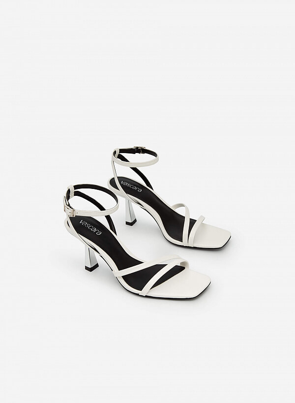 Giày Sandal Ankle Strap Gót Trụ Metallic - SDN 0694 - Màu Trắng - VASCARA