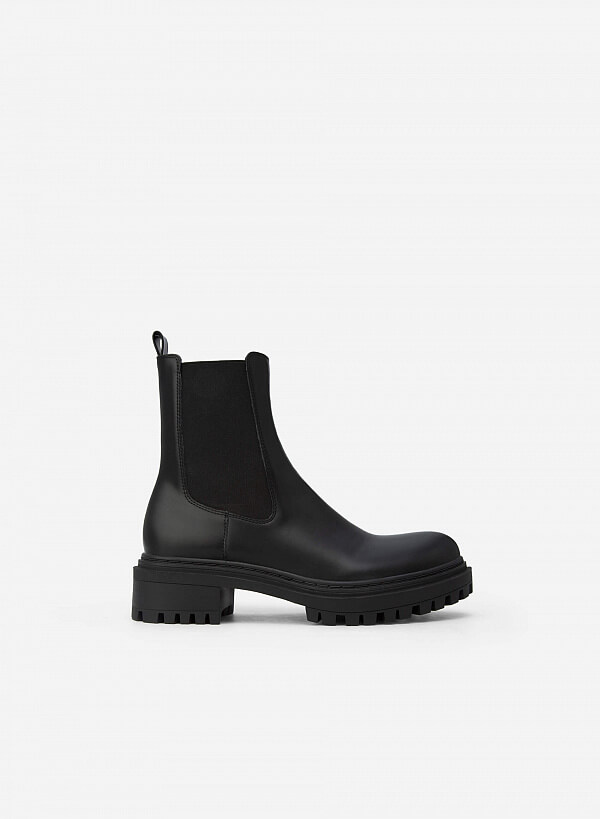 Chelsea Boots Cổ Vừa Lug-Sole - BOT 0907 - Màu Đen