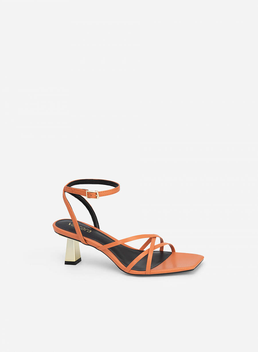 Giày sandal ankle strap vân da kỳ đà - SDN 0698 - Màu cam đậm - vascara.com