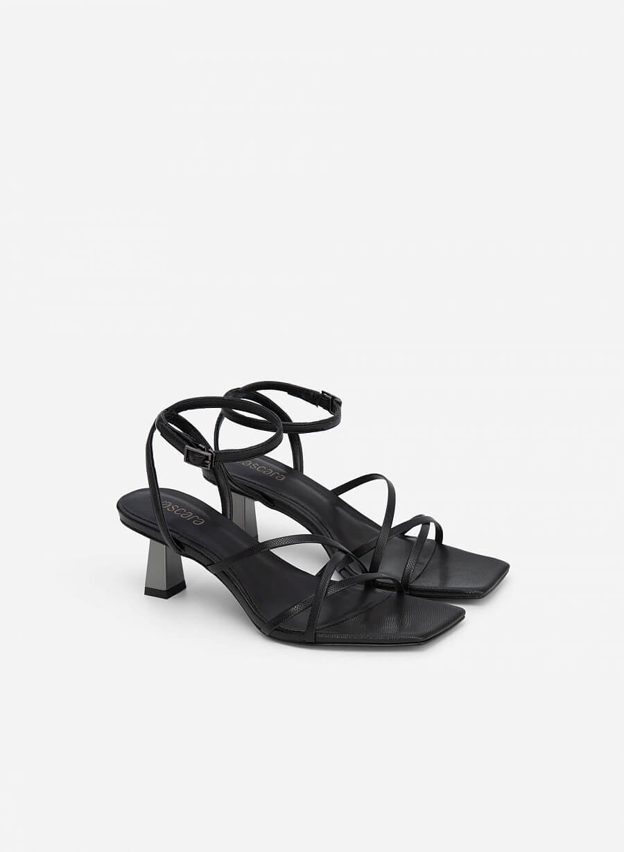Giày sandal ankle strap vân da kỳ đà - SDN 0698 - Màu đen - vascara.com