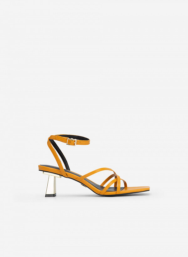 Giày Sandal Ankle Strap Vân Da Kỳ Đà - SDN 0698 - Màu Vàng - VASCARA